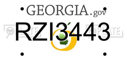 RZI3443 Georgia License Plate