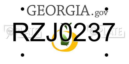 RZJ0237 Georgia License Plate