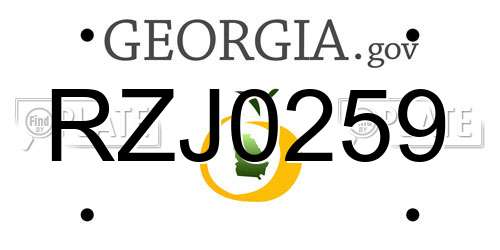 RZJ0259 Georgia License Plate