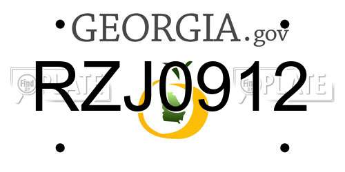 RZJ0912 Georgia License Plate