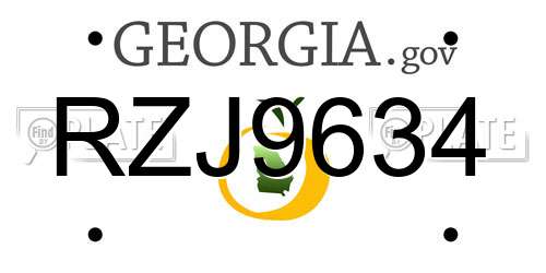 RZJ9634 Georgia License Plate
