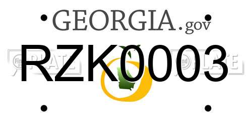 RZK0003 Georgia License Plate