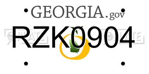 RZK0904 Georgia License Plate