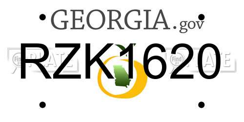 RZK1620 Georgia License Plate