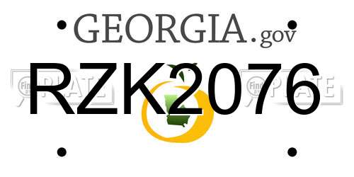 RZK2076 Georgia License Plate