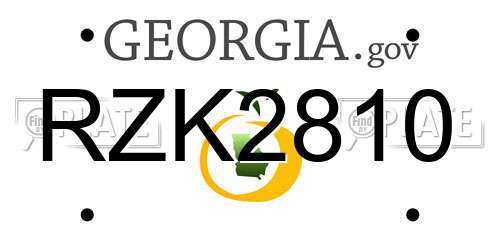 RZK2810 Georgia License Plate