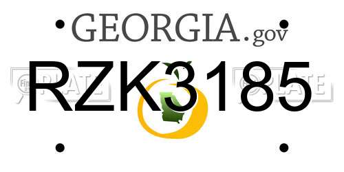 RZK3185 Georgia License Plate