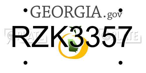 RZK3357 Georgia License Plate