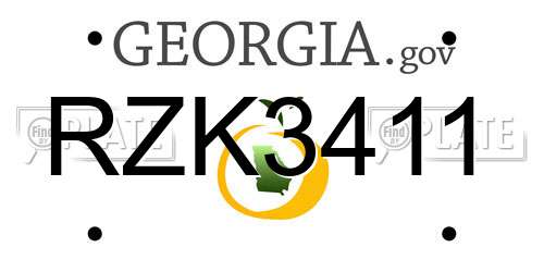 RZK3411 Georgia License Plate