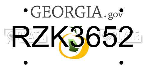 RZK3652 Georgia License Plate
