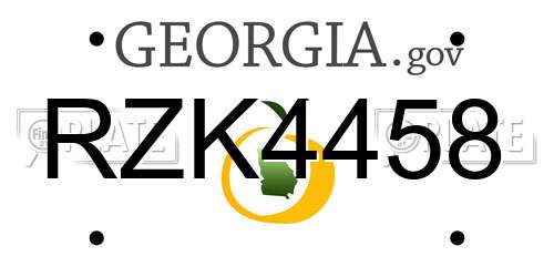 RZK4458 Georgia License Plate