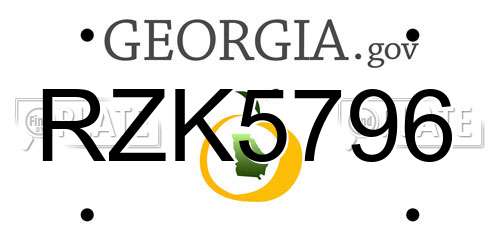 RZK5796 Georgia License Plate
