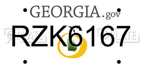 RZK6167 Georgia License Plate