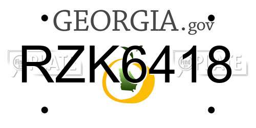 RZK6418 Georgia License Plate