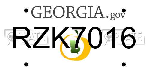 RZK7016 Georgia License Plate