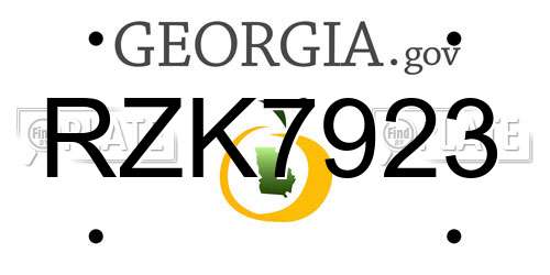 RZK7923 Georgia License Plate