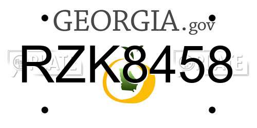 RZK8458 Georgia License Plate