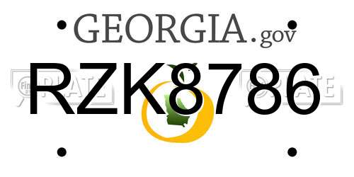 RZK8786 Georgia License Plate