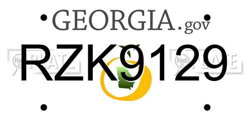 RZK9129 Georgia License Plate