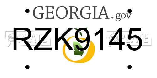 RZK9145 Georgia License Plate