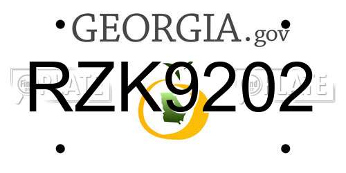 RZK9202 Georgia License Plate