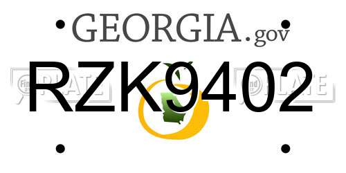RZK9402 Georgia License Plate