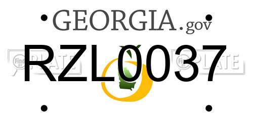 RZL0037 Georgia License Plate