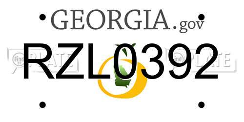 RZL0392 Georgia License Plate