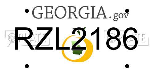 RZL2186 Georgia License Plate