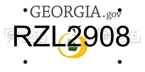 RZL2908 Georgia License Plate