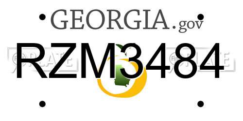RZM3484 Georgia License Plate