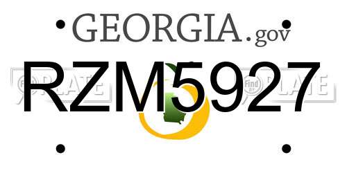 RZM5927 Georgia License Plate