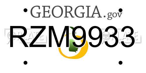 RZM9933 Georgia License Plate