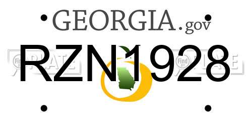 RZN1928 Georgia License Plate