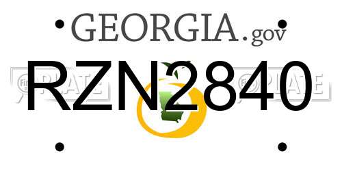 RZN2840 Georgia License Plate