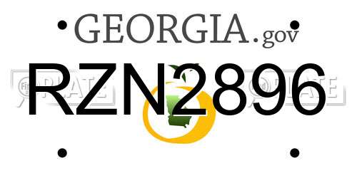 RZN2896 Georgia License Plate