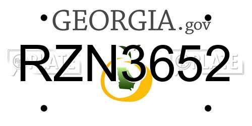 RZN3652 Georgia License Plate