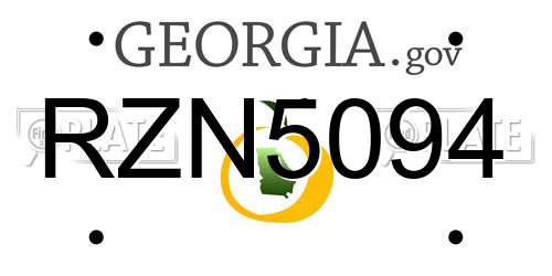 RZN5094 Georgia License Plate