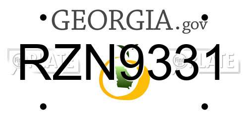 RZN9331 Georgia License Plate