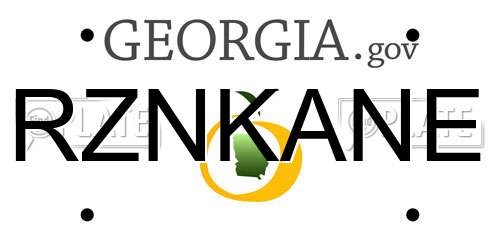 RZNKANE Georgia License Plate