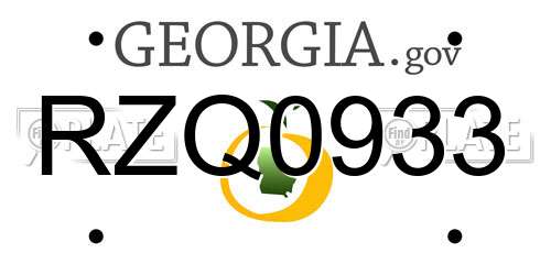 RZQ0933 Georgia License Plate