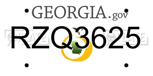 RZQ3625 Georgia License Plate