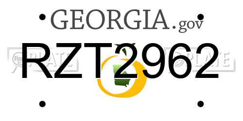 RZT2962 Georgia License Plate