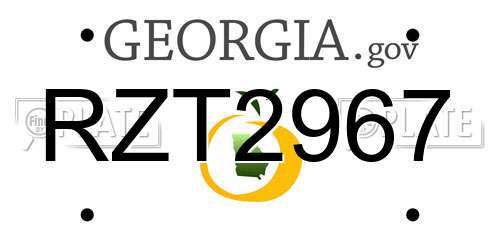 RZT2967 Georgia License Plate