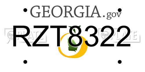 RZT8322 Georgia License Plate