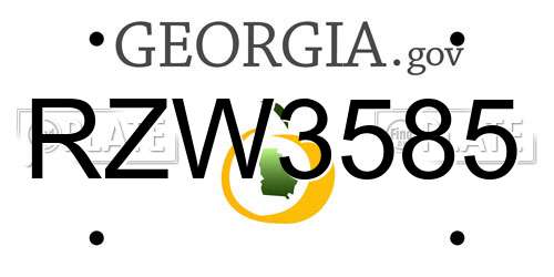 RZW3585 Georgia License Plate