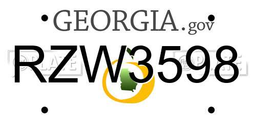 RZW3598 Georgia License Plate