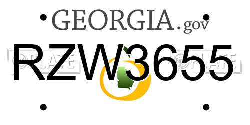 RZW3655 Georgia License Plate