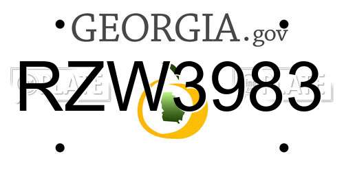 RZW3983 Georgia License Plate