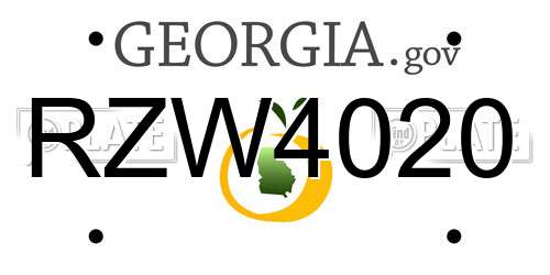 RZW4020 Georgia License Plate
